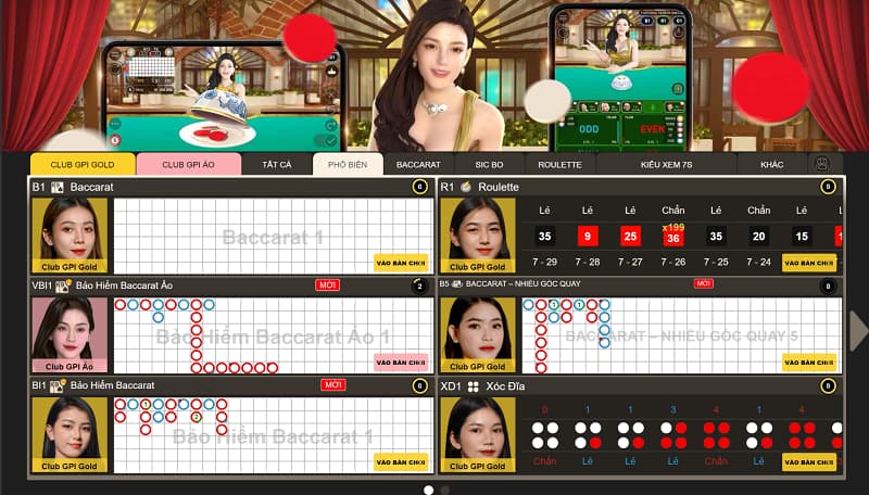 Lựa chọn bàn chơi yêu thích tại sòng casino Sv368